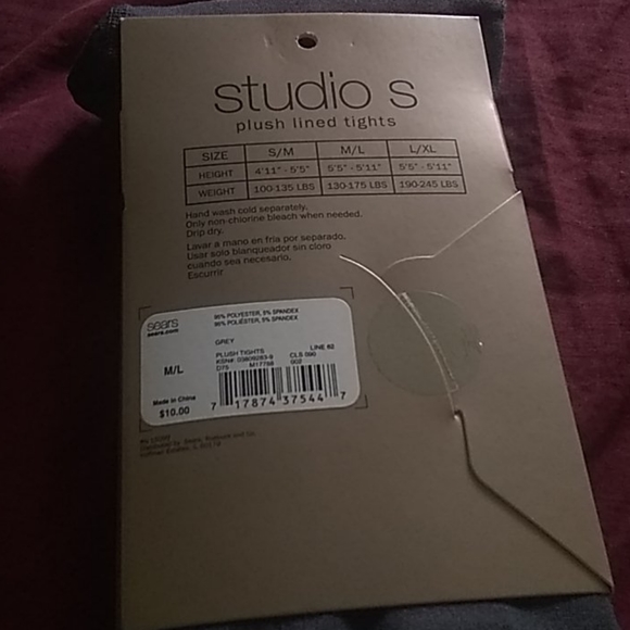 NWT Gray Plush Lined Tights, Sz M/L - Picture 2 of 2